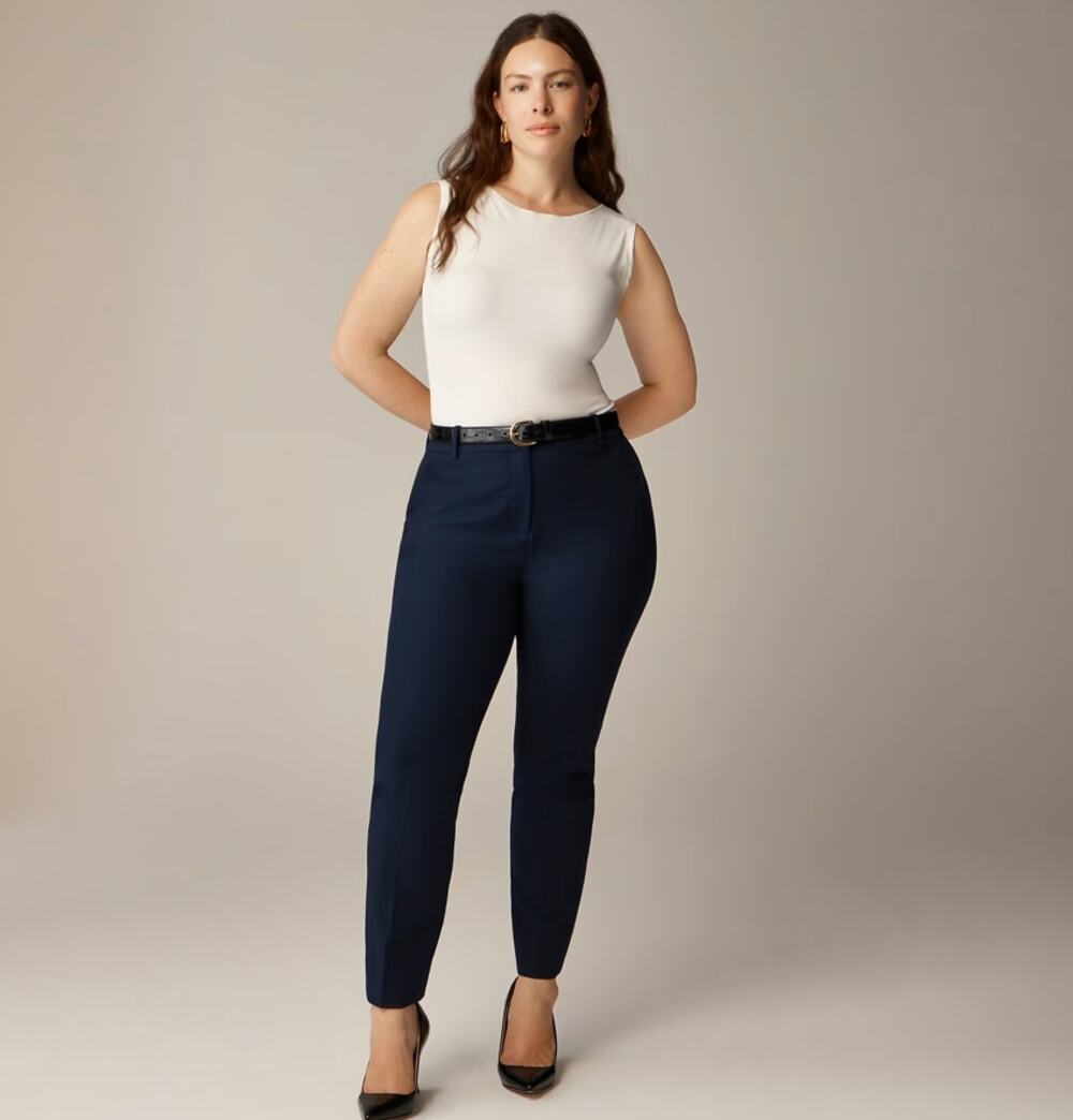 J.Crew New Cameron Pants WMNS 18 Navy Four Season Stretch Hi-Rise Slim Back Seam